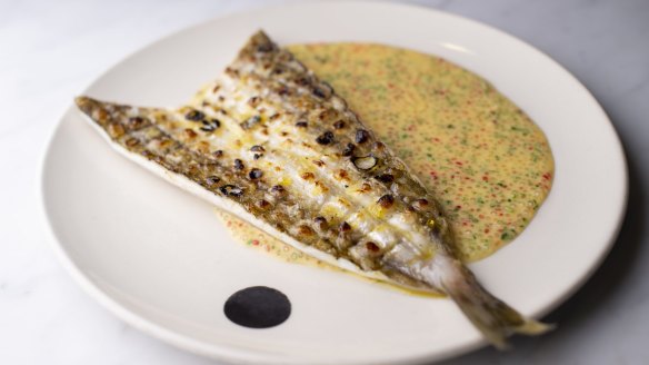 King George whiting with sudachi and finger lime sauce. 