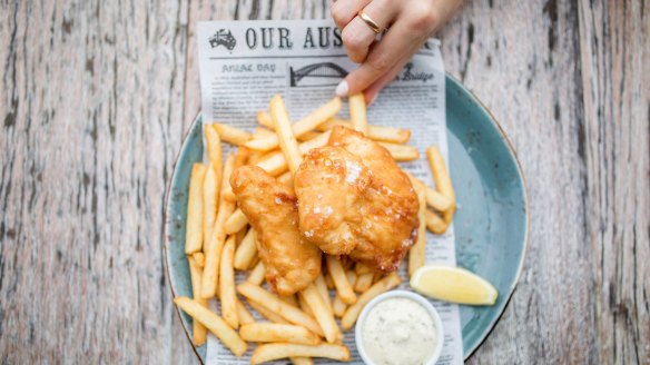 Fish and chips at North Bondi Fish in Sydney.