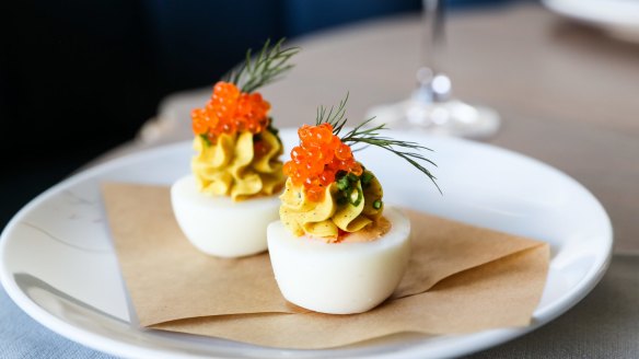 New in the hood: Devilled eggs at Cafe Paci.