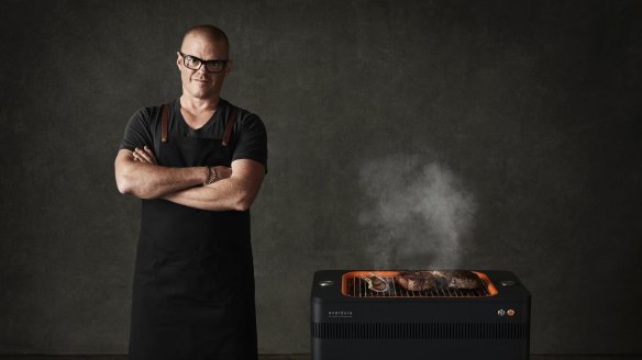 Heston Blumenthal and his Everdure gas barbecue.