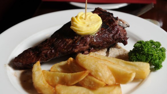 Carpetbag steak at Charcoal Grill Restaurant, Canberra.