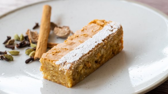 A slice of chef Augi De Hoedt's spice-laden Sri Lankan love cake. 