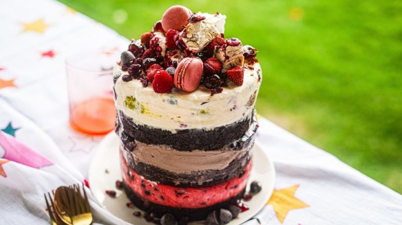 Razzle dazzle: Black Forest brownie and ice-cream layer cake.