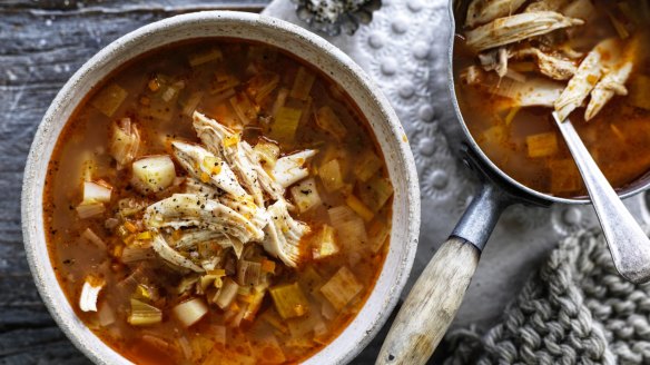 Adam Liaw's whole chicken and vegetable soup.