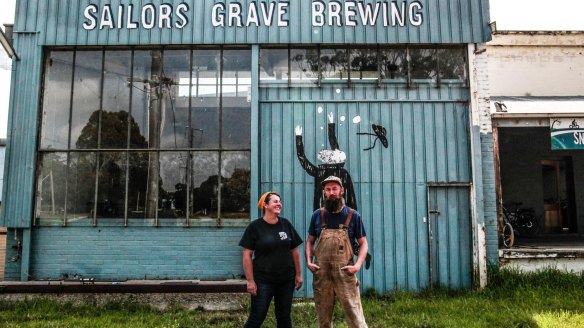 Gab and Chris Moore of Sailors Grave Brewery in Orbost.