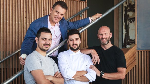 Bill Drakopoulos (rear) with Victor Moya, Mattia Rossi and Alessandro Pavoni, of Ormeggio, and newly opened Sotto Sopra. 