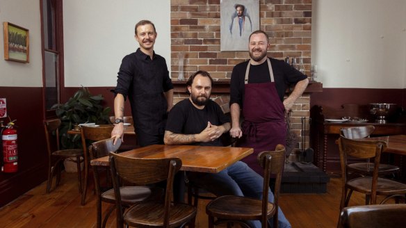 Business partners Matt Fitzgerald (left), Harry Levy and Nik Hill at their new restaurant in Paddington.