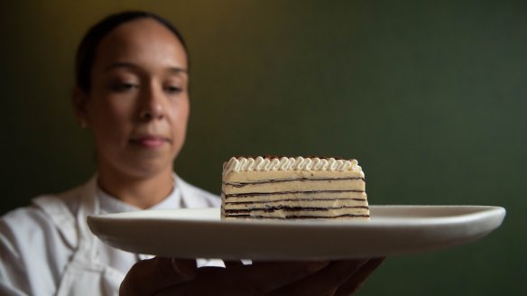 Pastry Chef Elodie Marion with her version of the Viennetta at Mimi's in Coogee. 