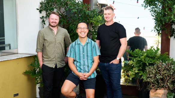 James Audas (left) with Michael Chiem and Jed Gerrard.