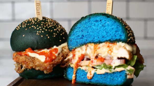 Ribs and Burgers have released a Mystique inspired blue burger. 