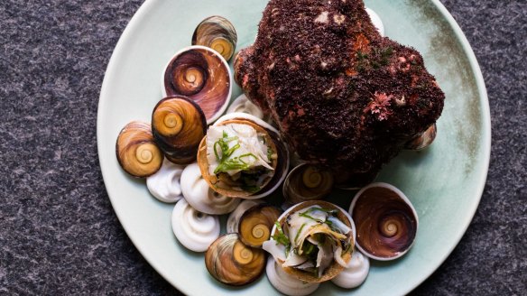 Military snail, escabeche and plantain at Momofuku Seiobo.