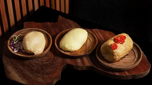 From left: Fufu, kenkey and banku.