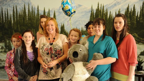 Sullivan at far right with some of the cast of Mental, her first film. Rebecca Gibney is fourth from left, Deborah Mailman third from right.