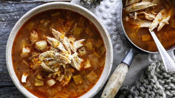 Bubble, bubble, no toil, no trouble: Whole chicken and vegetable soup (