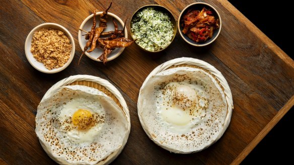 O Tama Carey's fried egg hoppers at Lankan Filling Station.