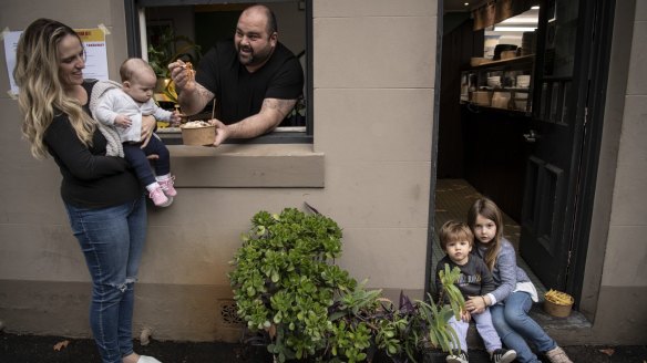 Pub Life Kitchen chef Jovan Curic with his wife Dee and Valentina 5 months, Nikola 1 and Isidora 4, .