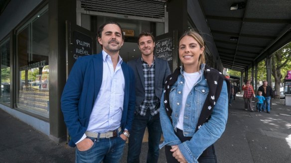 Cousins Luca Sbardella, Jamie Valmorbida and Lisa Valmorbida  at the King & Godfree deli and wine store when it closed for renovations. 