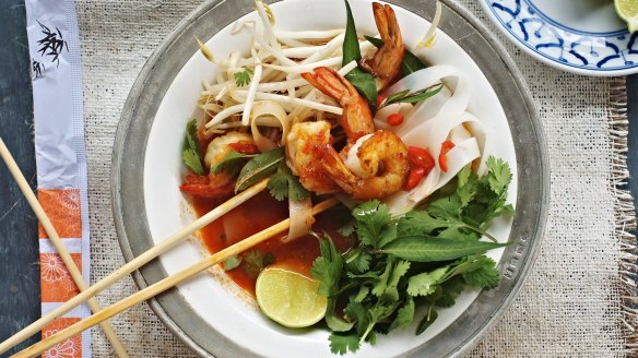 Tomato, prawn and lemongrass laksa.