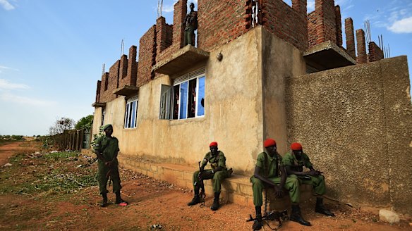 Opposition soldiers in a show of force after their leaders returned to the capital Juba last year.