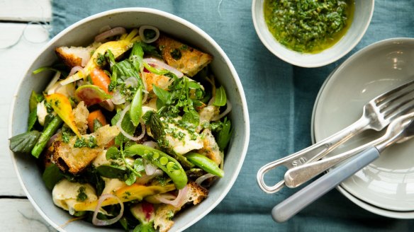 Crunchy vegetables and fresh herbs boost this refreshing seasonal salad. Photo by Edwina Pickles.