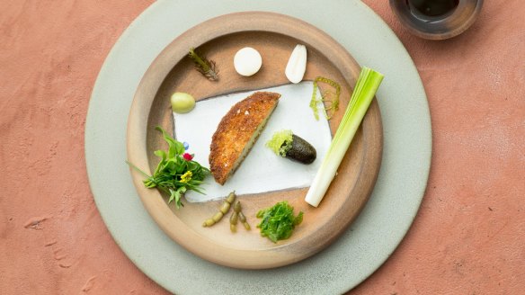 An abalone schnitzel featured on the Noma Australia menu in 2016.