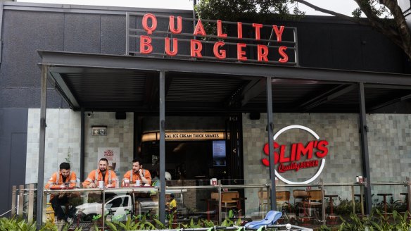 Slim's Quality Burger serves up traditional burgers in retro surrounds.
