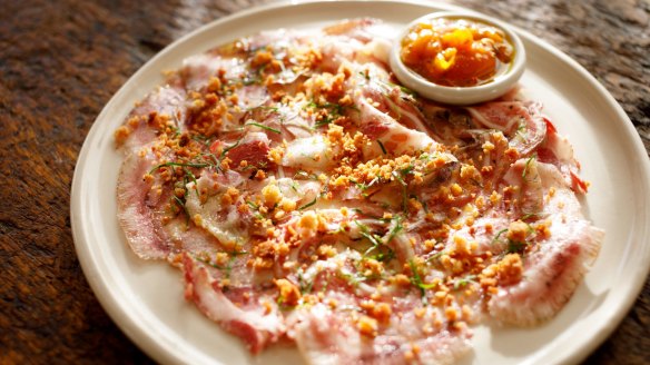 Copa di testa (pig's head terrine) with salted cumquats at The Agrarian Kitchen.