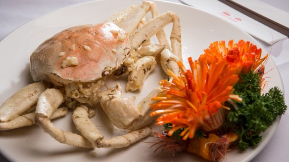 Snow crab with garlic and butter.