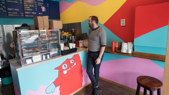 Inside the colourful shop.