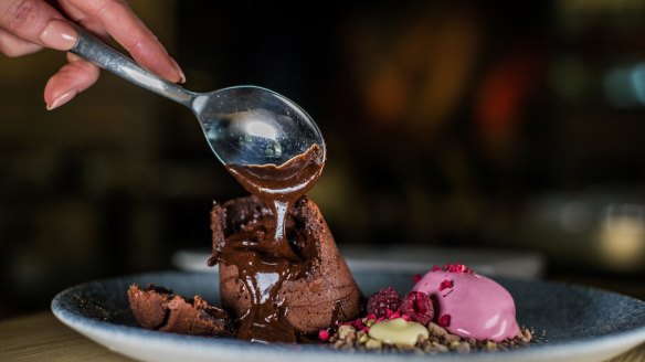 Bbitter chocolate fondant is served with beetroot ice cream that has a wild, earthy flavour and is anything but sweet.