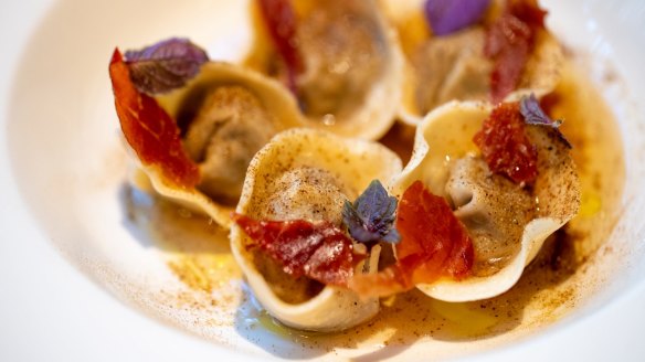 House-made mushroom tortelli.