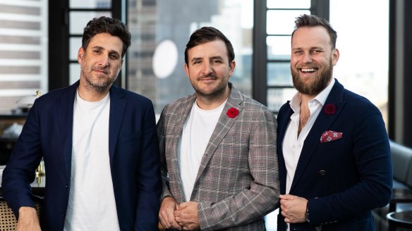 The Maybe Group co-founders (from left) Vince Lombardo and Stefano Catino with creative director Martin Hudak.
