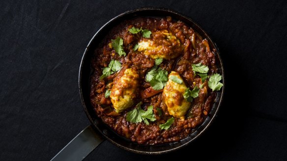 Punchy meat-free flavour: Shakshuka with coriander dumplings.