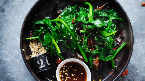 Neil Perry's spinach, chilli and sesame salad recipe.