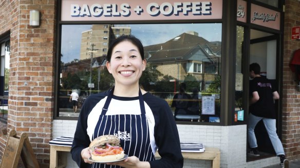 Chef Tomoko Niwa at Best Bagel Co. in Cremorne.