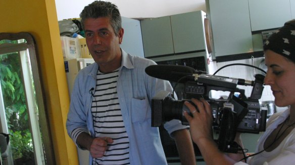 Anthony Bourdain filming the  Melbourne episode of his hit show No Reservations in 2009.