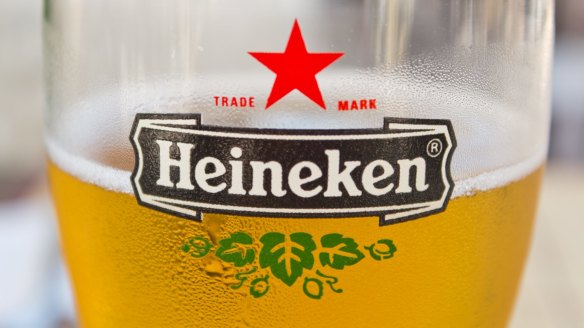 Sulina, Romania - August 10 2011: Heineken branded grass of beer Generic?Heineken beer