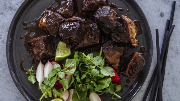Caramelised beef brisket with a fresh and piquant salad.