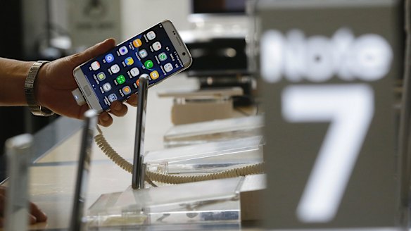 A Samsung Galaxy Note 7 smartphone, which is being recalled.