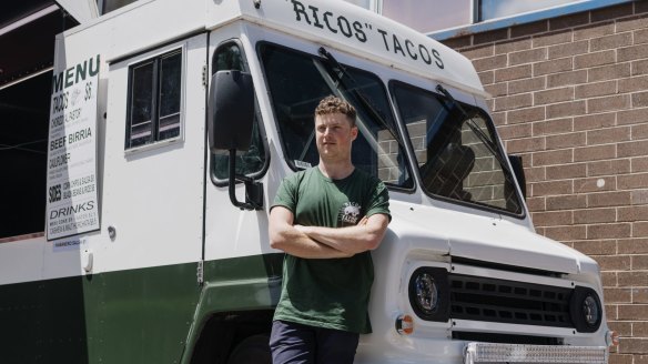 Chef Toby Wilson with his taco pop-up van.