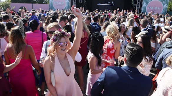 Punters party at Flemington.