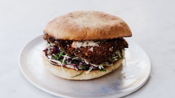 The panko-crumbed barramundi sandwich at FSH MKT in Bondi is one of hundreds of fish sangas the new shop is selling each week.