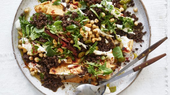 Beef, chickpea and cashew fatteh.