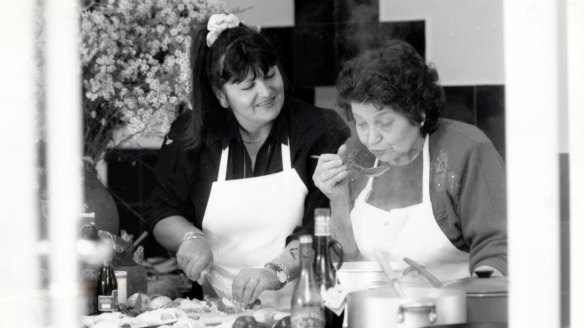 Lake House owner-chef Alla Wolf-Tasker in the kitchen with her mother Katherine in 1993. 
