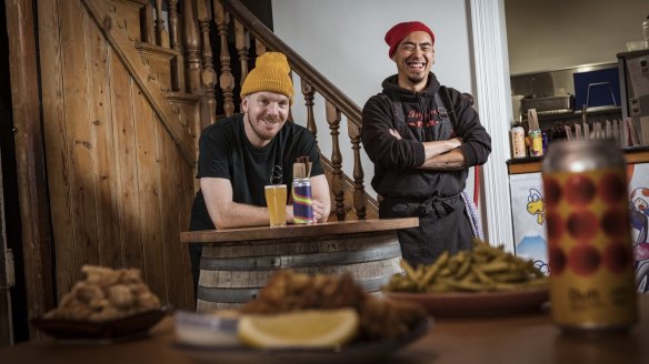Benchwarmer owner Lachlan Jones, and chef Keng-Hao Chiu provide Japanese chicken and beer from their bar in North Melbourne.