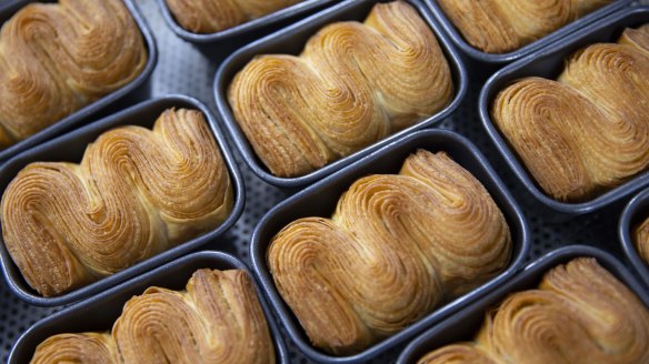 Pastries straight from the oven at Lode in Surry Hills. 