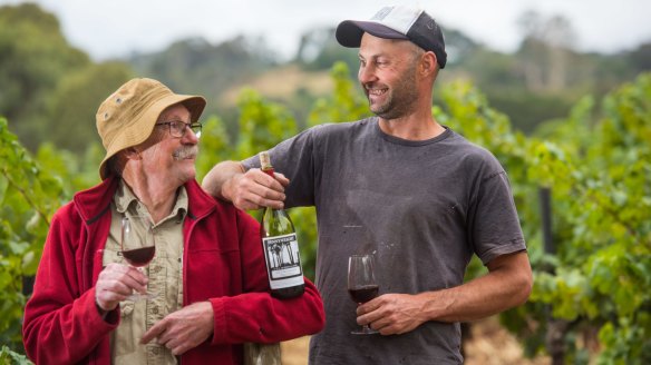 Stephen Morris and his son Stephen at Pennyweight Winery. 