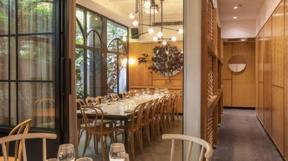 Nour's light-filled private dining room overlooks a courtyard.