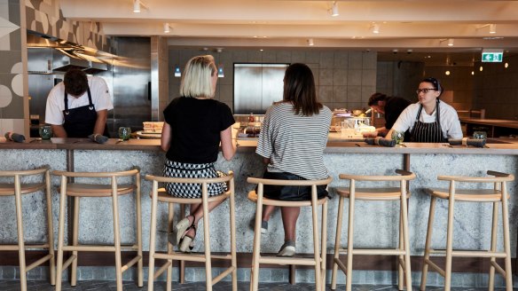 The dessert bar inside 12-Micron restaurant.