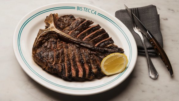 Bistecca's Fiorentina-style steak is sold for $16 per 100 grams.